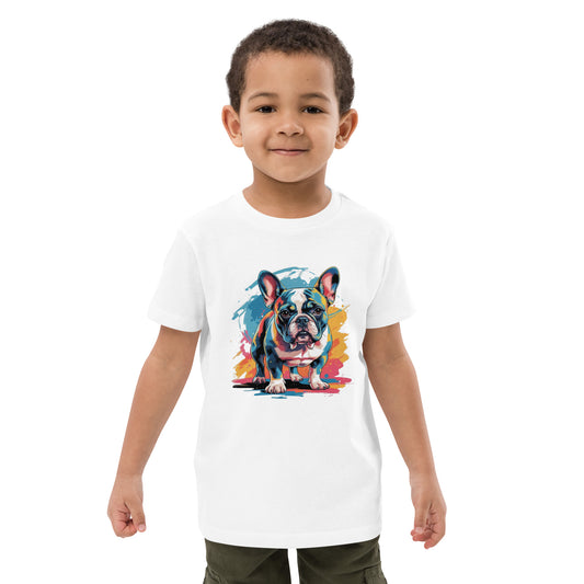 Pet Treasures Studio French Bulldog Kids Shirt white tee with colourful pop art French bulldog print on a child