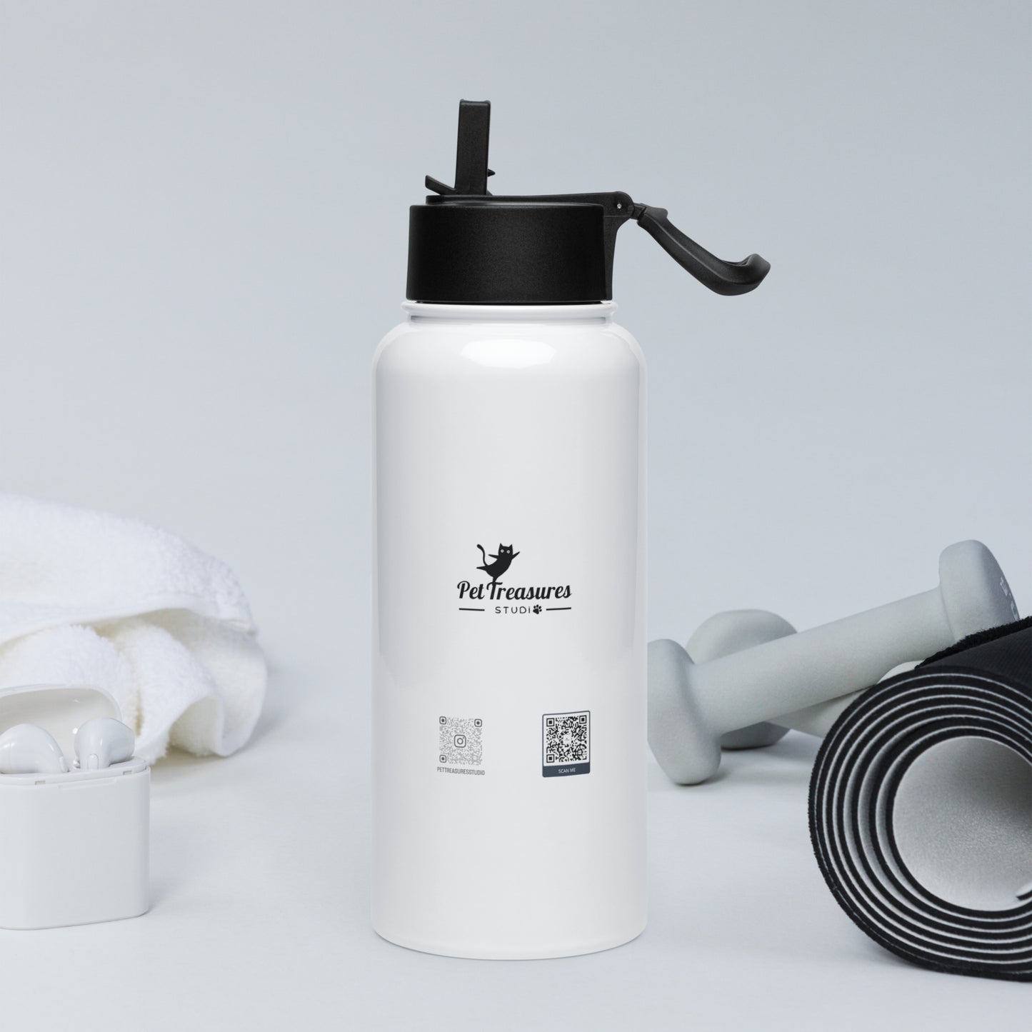 White Pet Treasures Studio water bottle with black lid perfect gifts for Cocker Spaniel lovers