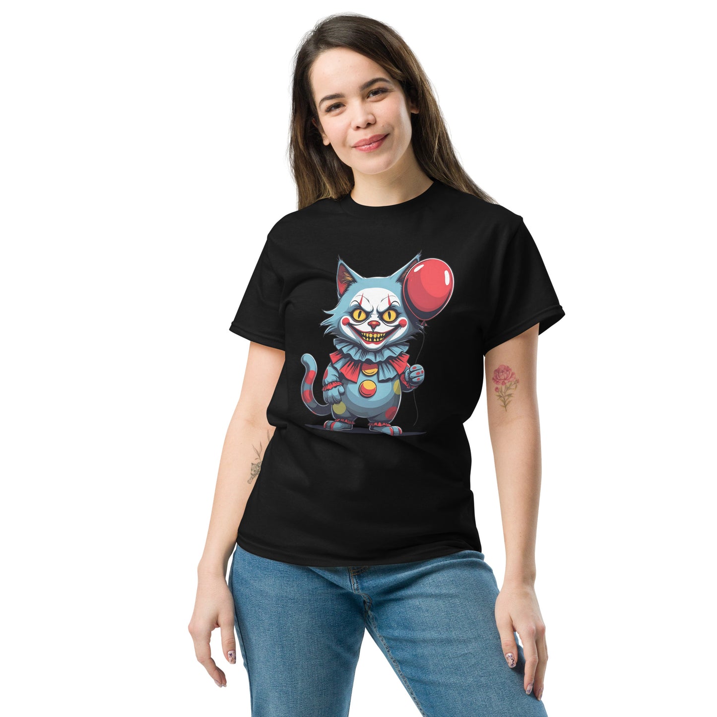Classic Fit Pennywise Cat Halloween Tee | Pet Treasures Studio