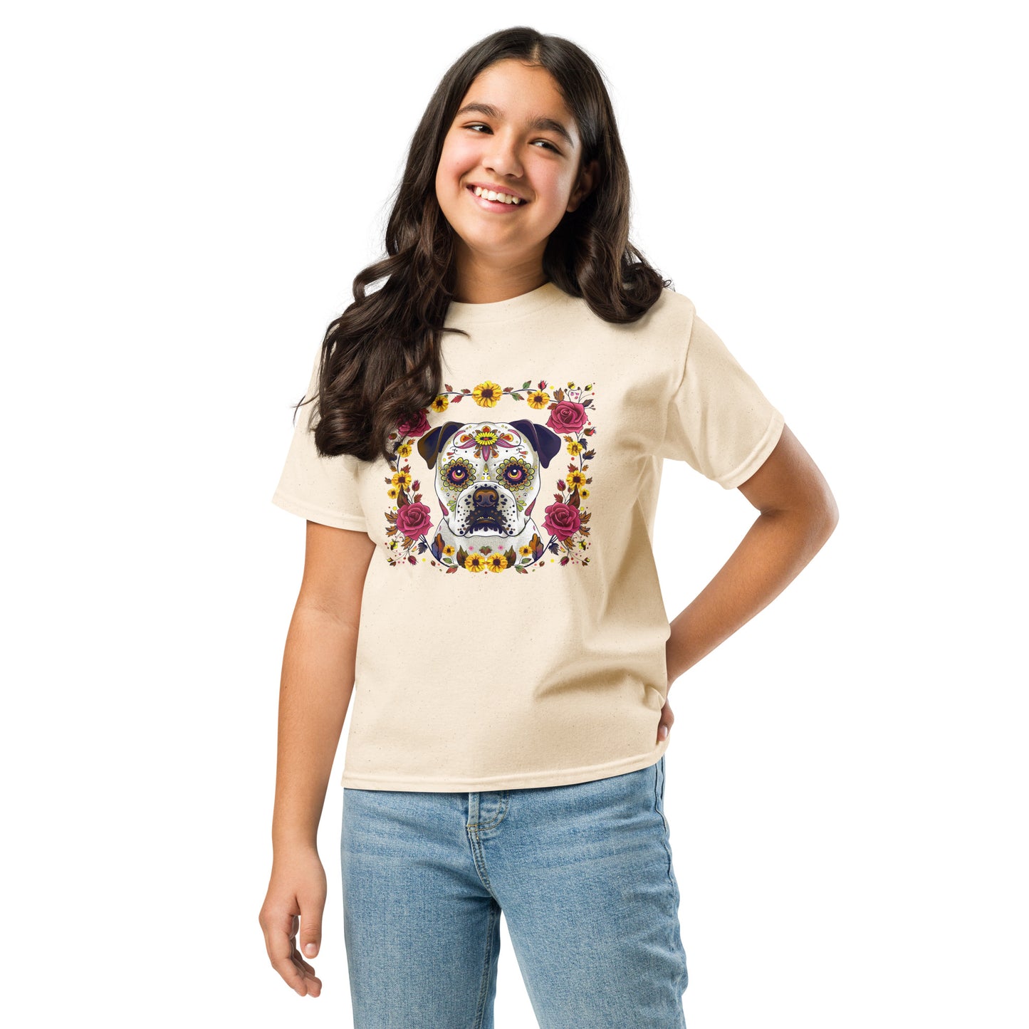 Flower Power Skeleton Dog Kids Shirt | Pet Treasures Studio