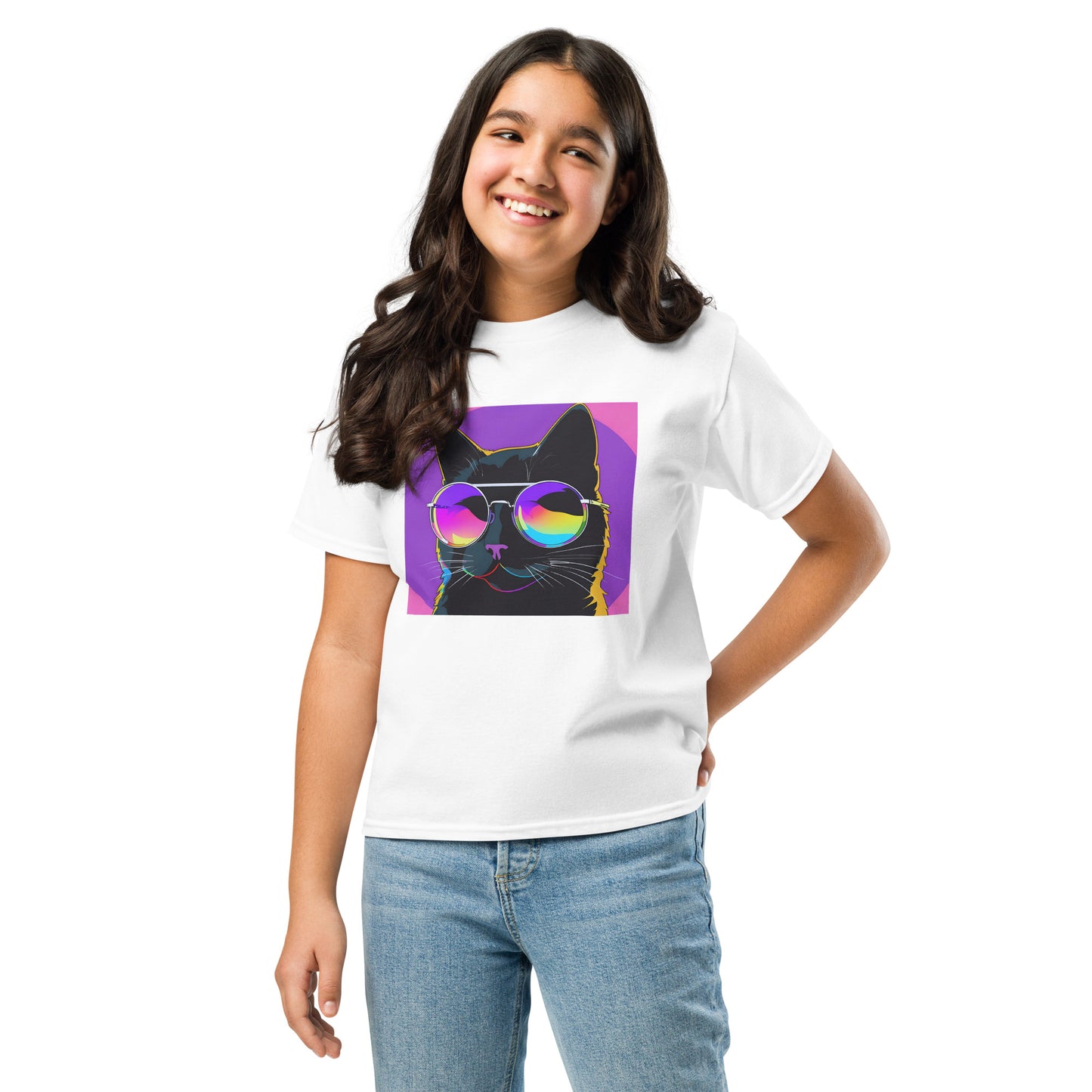 Classic Fit Kids Shirt Cat in Sunglasses | Pet Treasures Studio