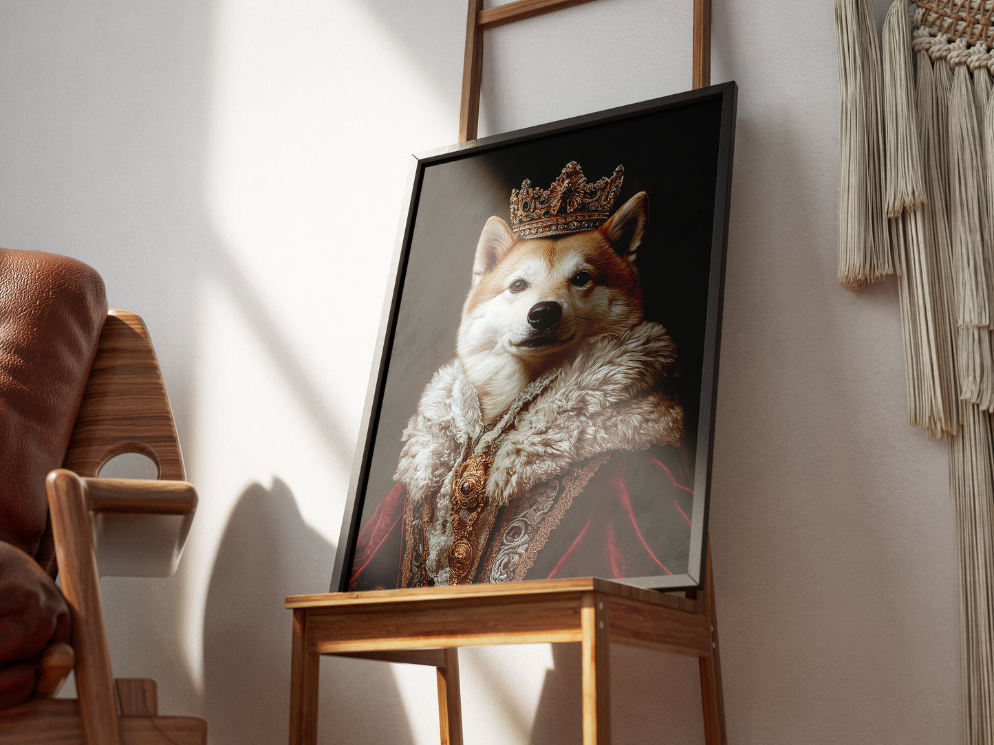 Royal Akita Inu Portrait - Elegant Dog Wall Art, Noble Pet Poster, Baroque Style Canine Decor