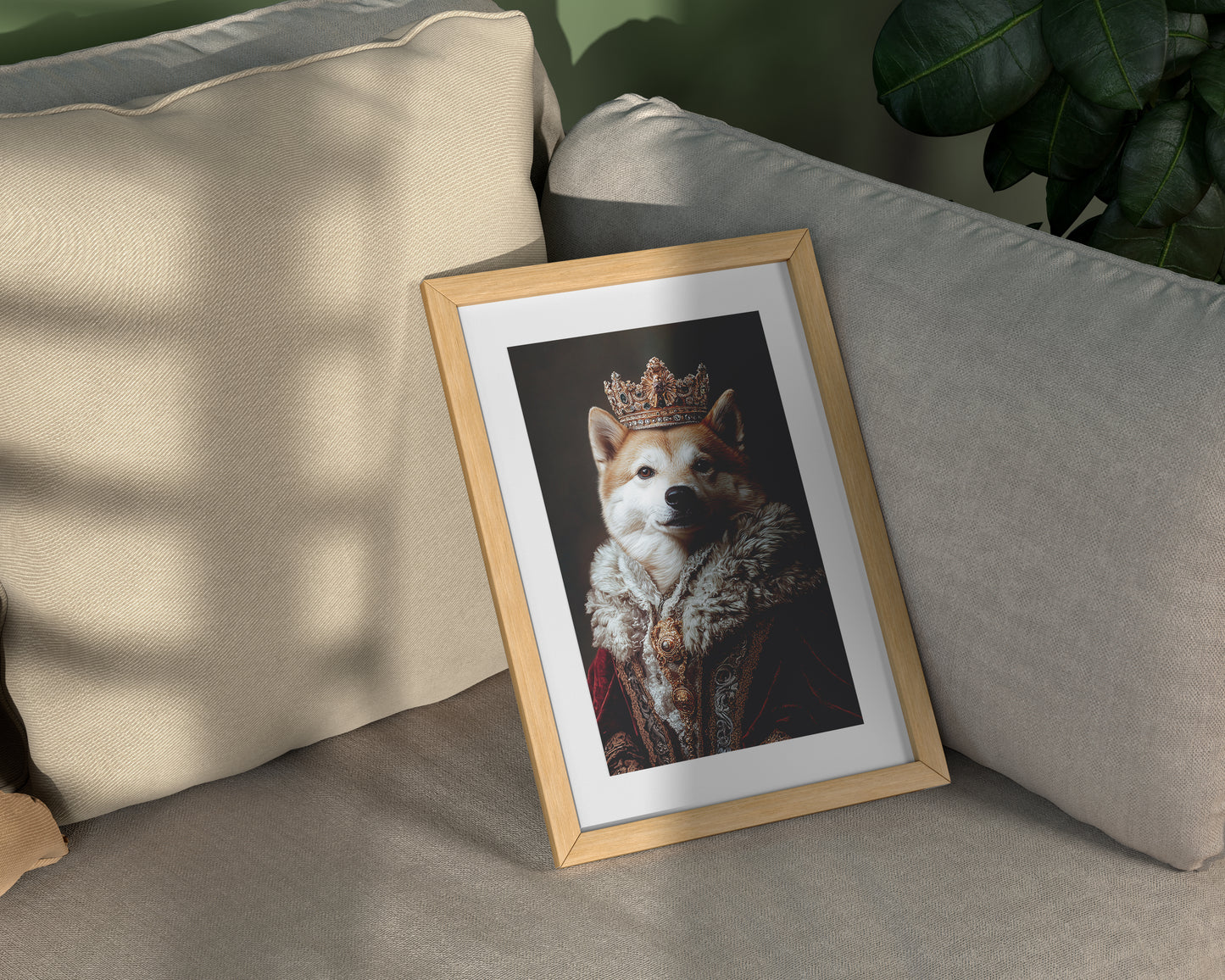 Royal Akita Inu Portrait - Elegant Dog Wall Art, Noble Pet Poster, Baroque Style Canine Decor