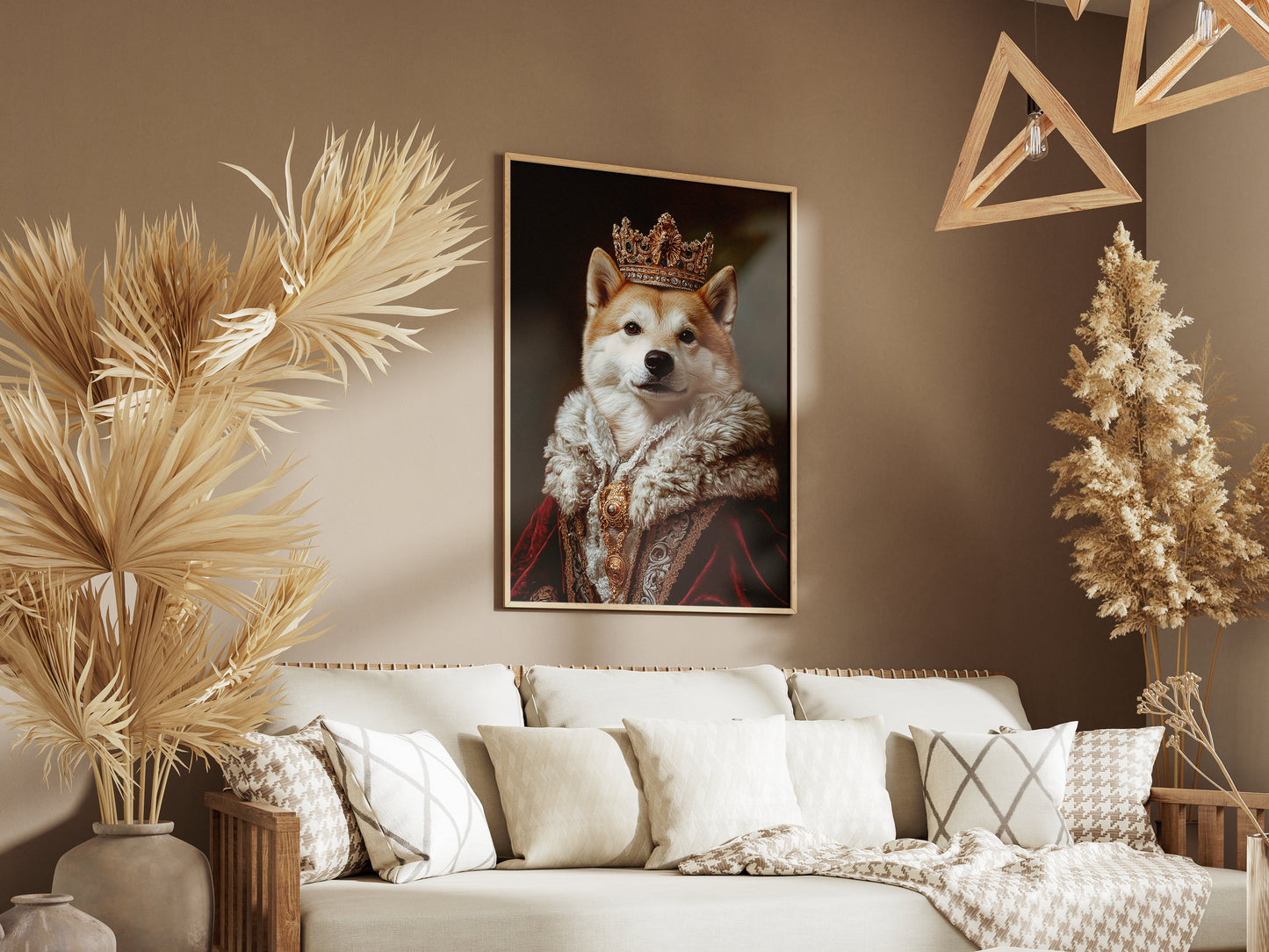 Royal Akita Inu Portrait - Elegant Dog Wall Art, Noble Pet Poster, Baroque Style Canine Decor