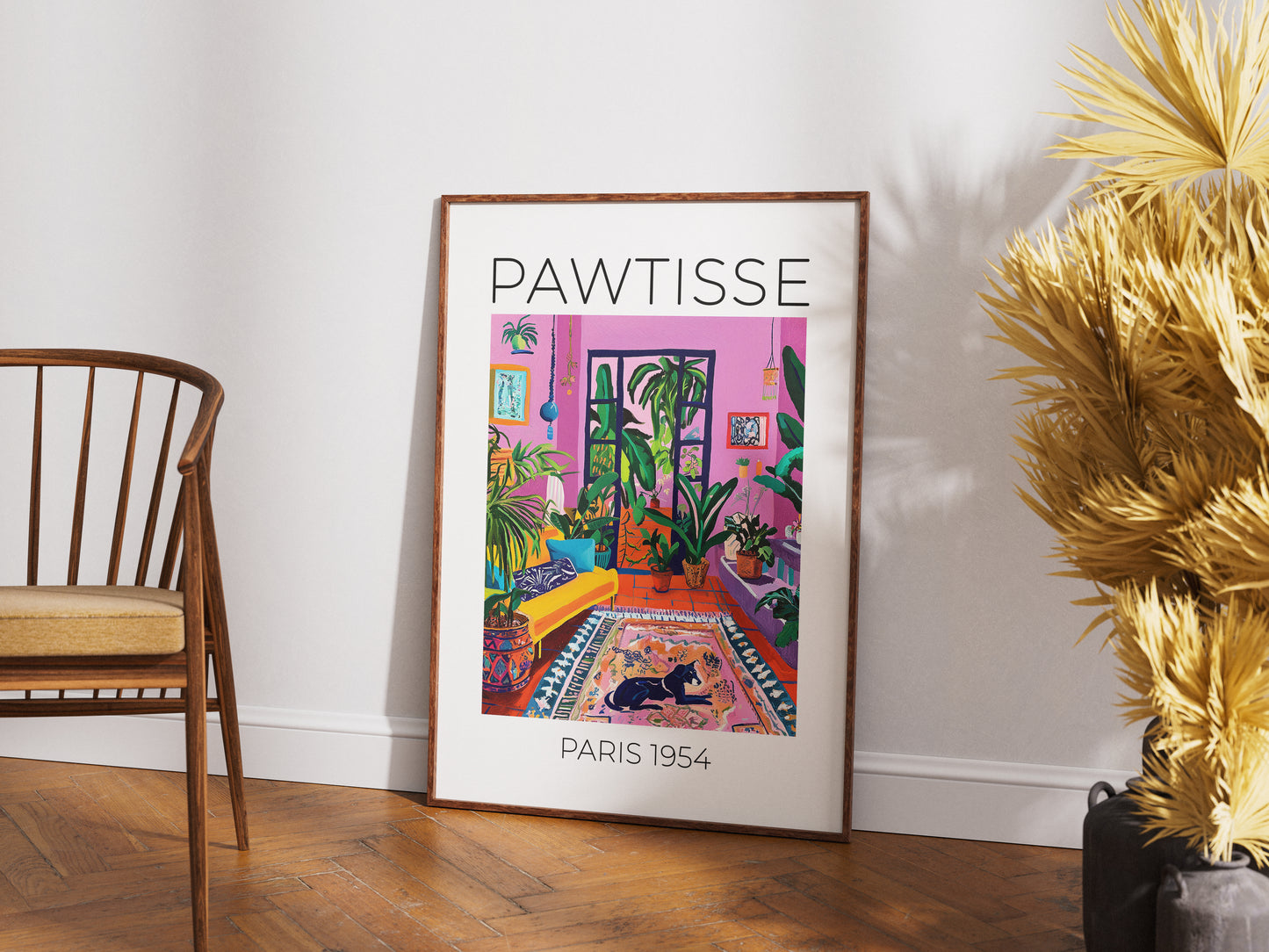 Colorful Art Print – Vibrant Dog Wall Art, Boho Interior Decor, Matisse-Inspired Aesthetic, Bright Room Poster