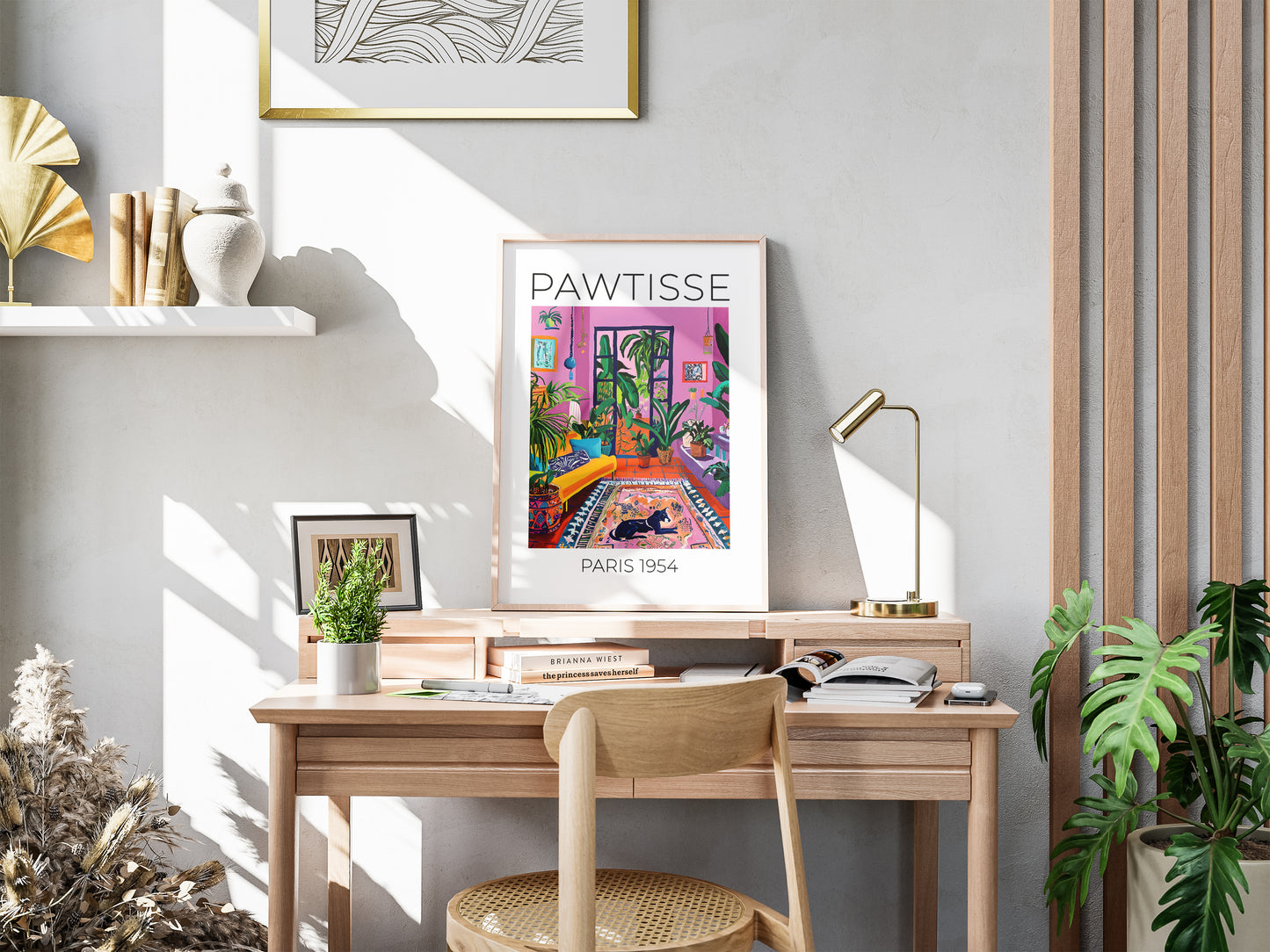 Colorful Art Print – Vibrant Dog Wall Art, Boho Interior Decor, Matisse-Inspired Aesthetic, Bright Room Poster