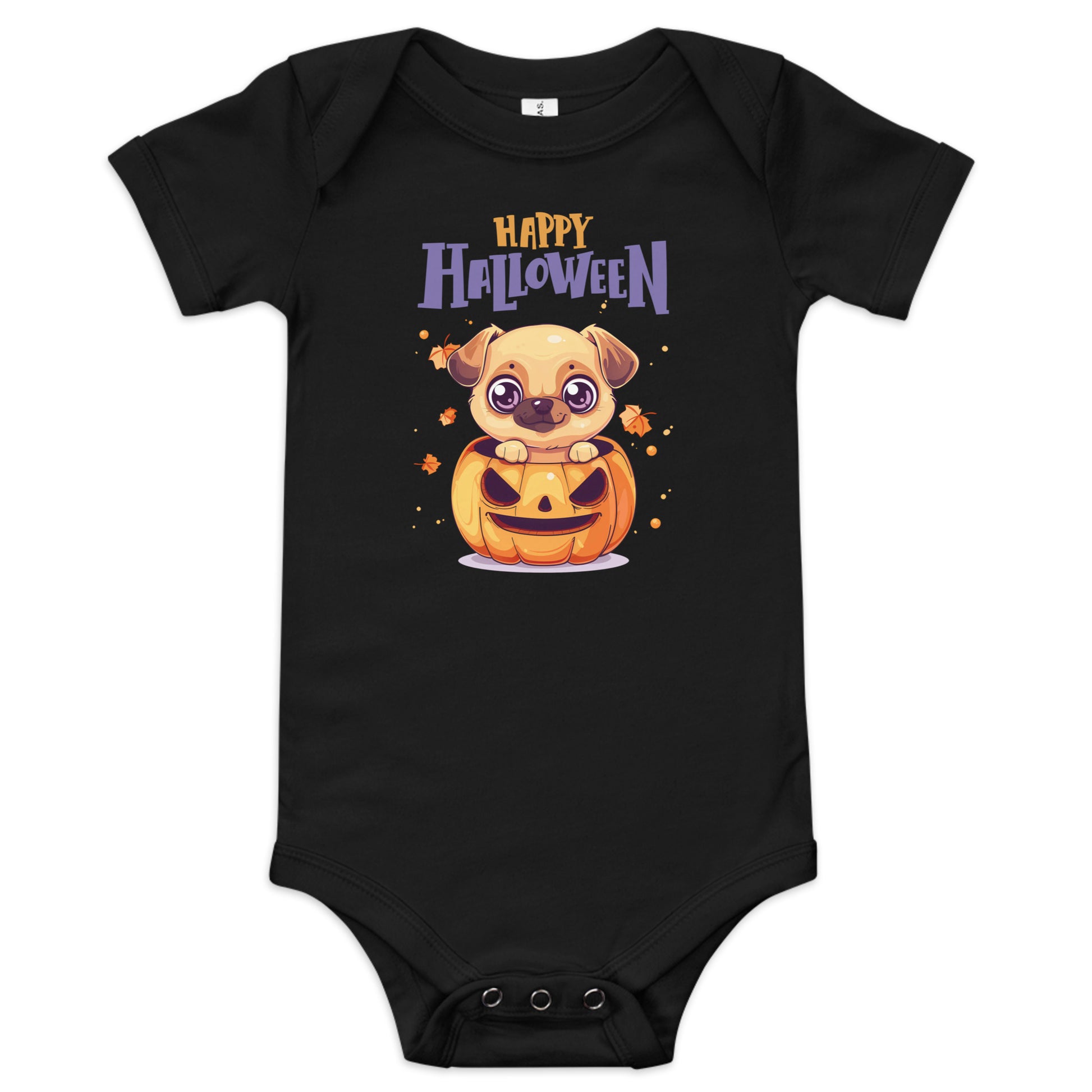 Baby Halloween Bodysuit Animal Design with Cute Puppy and Pumpkin Graphics for Festive Celebrations