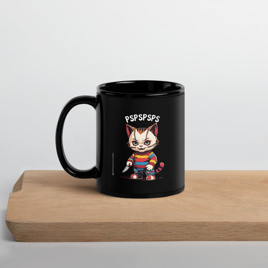 Chucky Cat Black Glossy Halloween Mug | Pet Treasures Studio