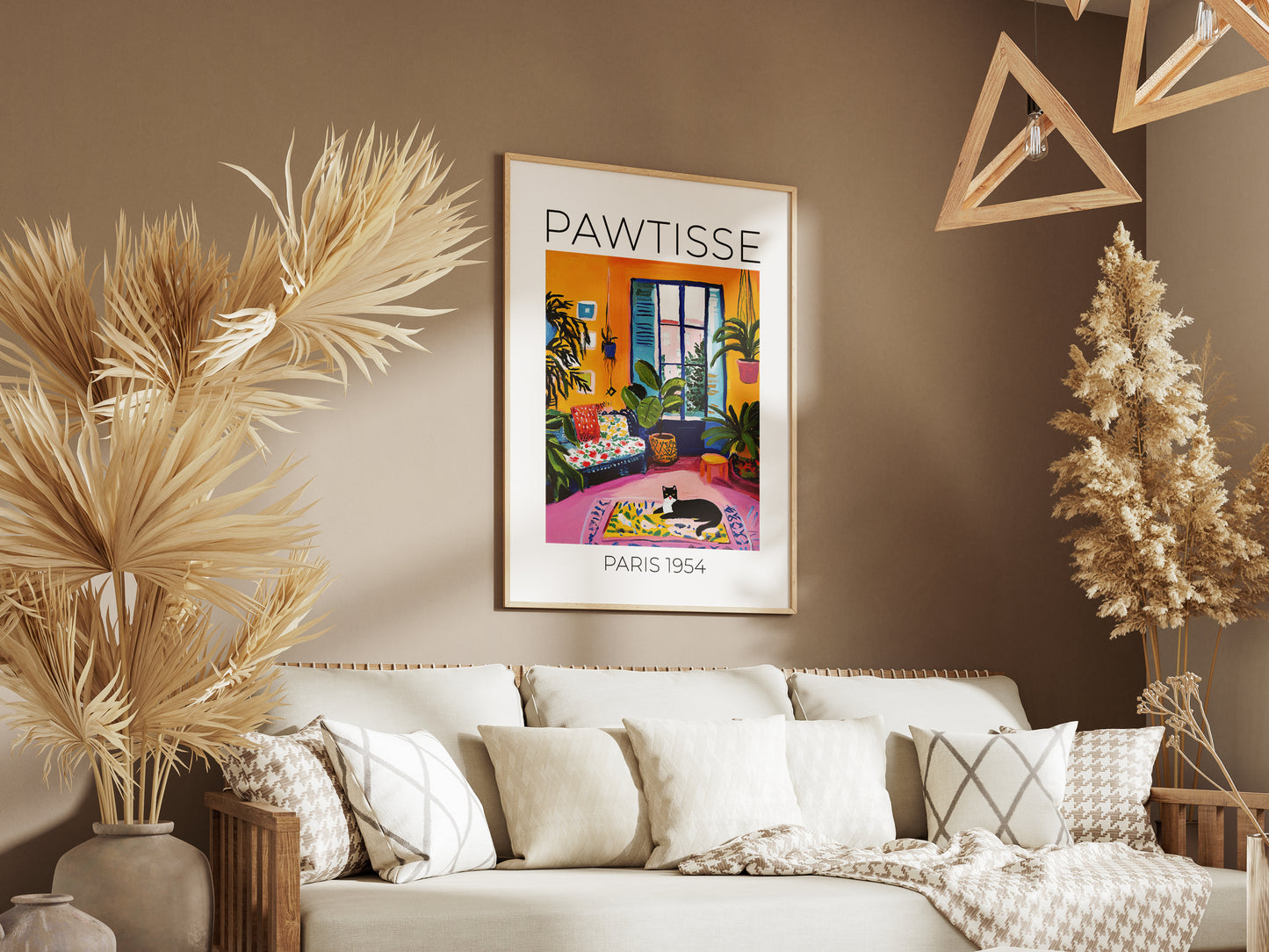 Premium Matisse-Inspired Black Cat Poster – Orange Room Wall Art for Cat Lovers | Poster