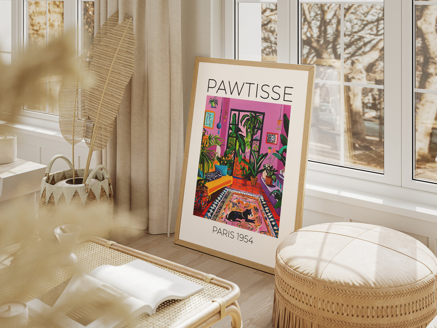 Colorful Art Print – Vibrant Dog Wall Art, Boho Interior Decor, Matisse-Inspired Aesthetic, Bright Room Poster