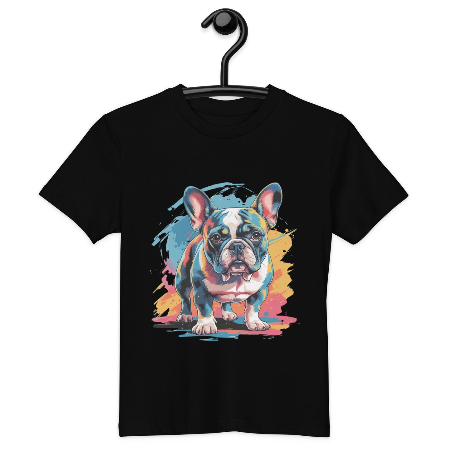 Pet Treasures Studio French Bulldog Kids Shirt black tee with colourful pop art French bulldog design