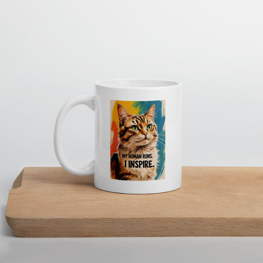 Pet Treasures Studio funny cat coffee mug with colorful cat illustration and inspirational text