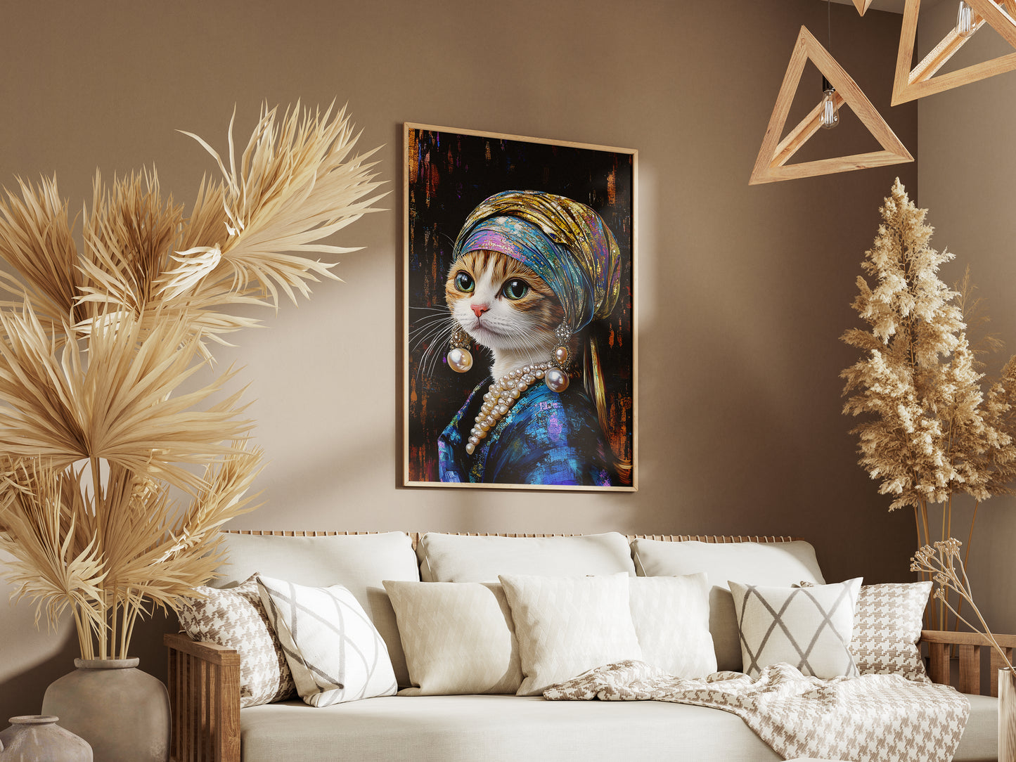 Premium Camp-Art Wall Decor: White and Ginger Cat as Girl with a Pearl Earring