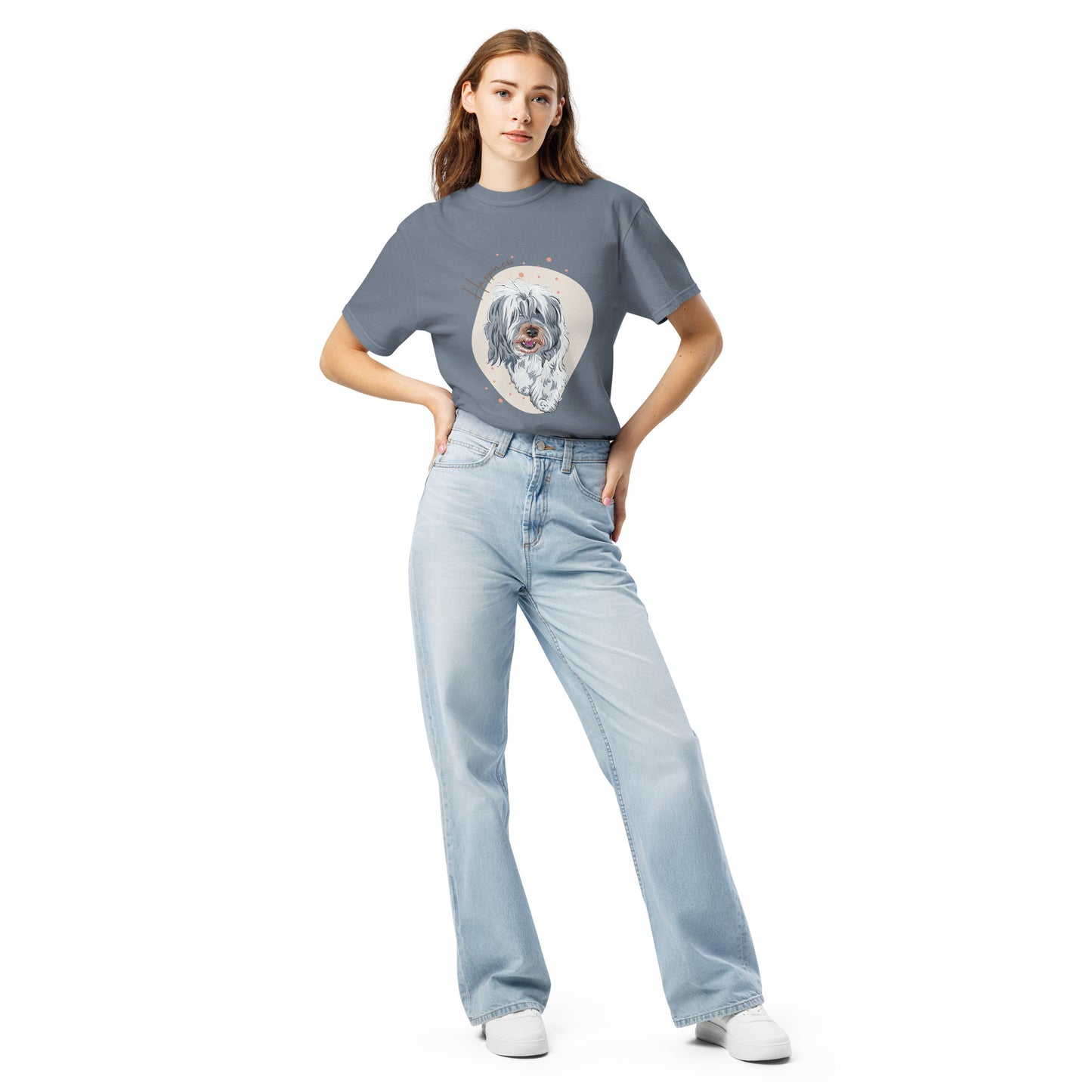 Happiness dog shirt for women by Pet Treasures Studio featuring a gray tee with a dog graphic