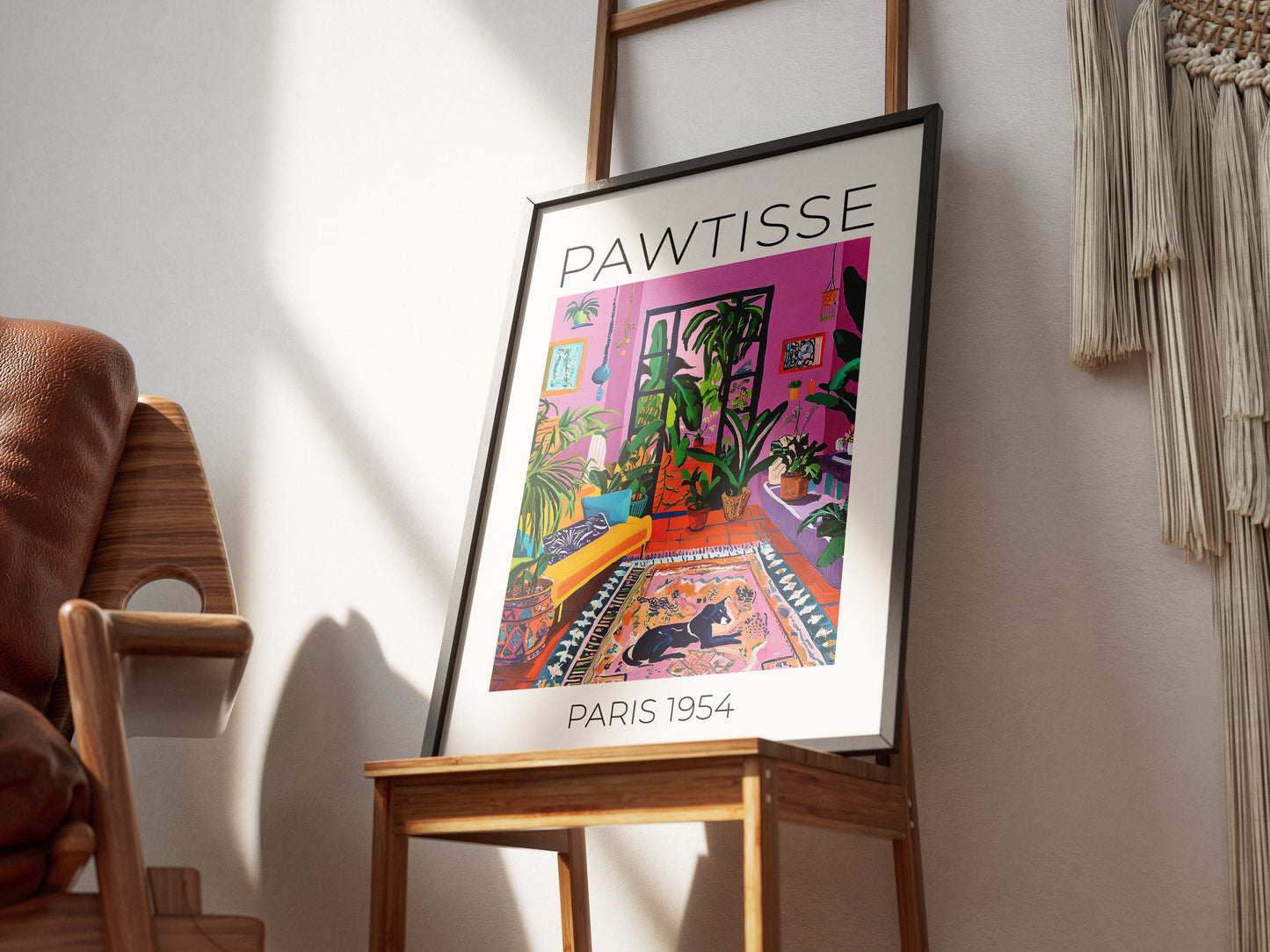 Colorful Art Print – Vibrant Dog Wall Art, Boho Interior Decor, Matisse-Inspired Aesthetic, Bright Room Poster