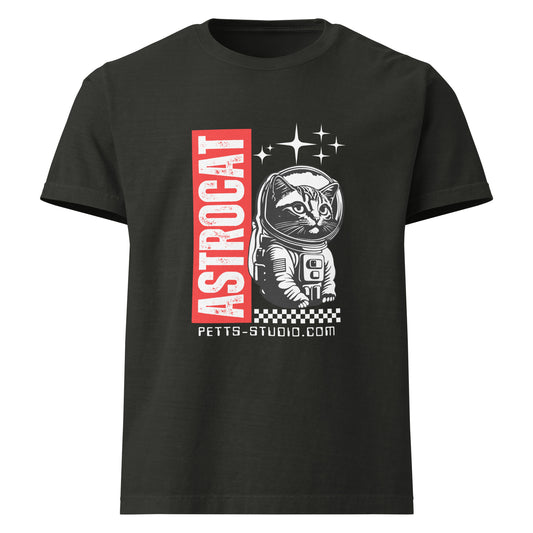 Pet Treasures Studio Space Cat Oversized T-Shirt black featuring astronaut cat graphic with red ASTROCAT panel