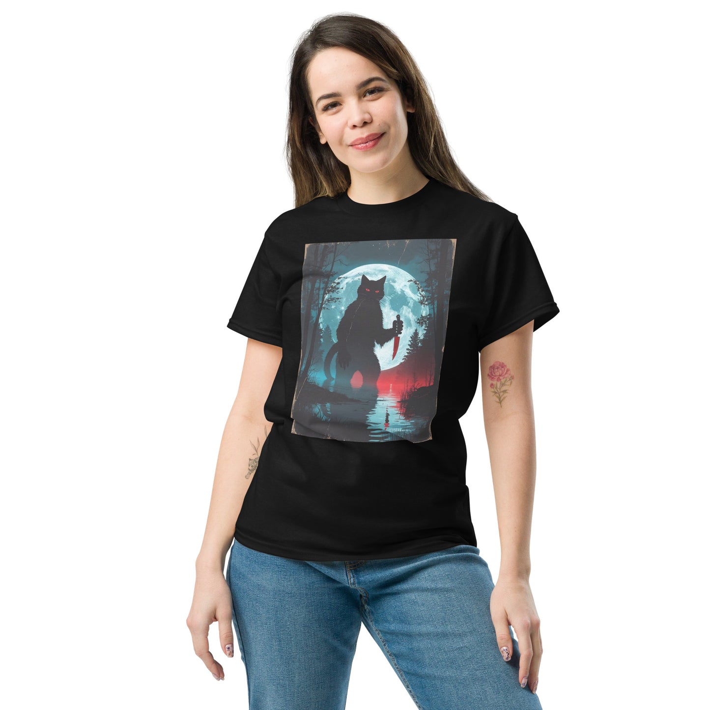 Classic Fit Killer Cat Halloween Tee | Pet Treasures Studio