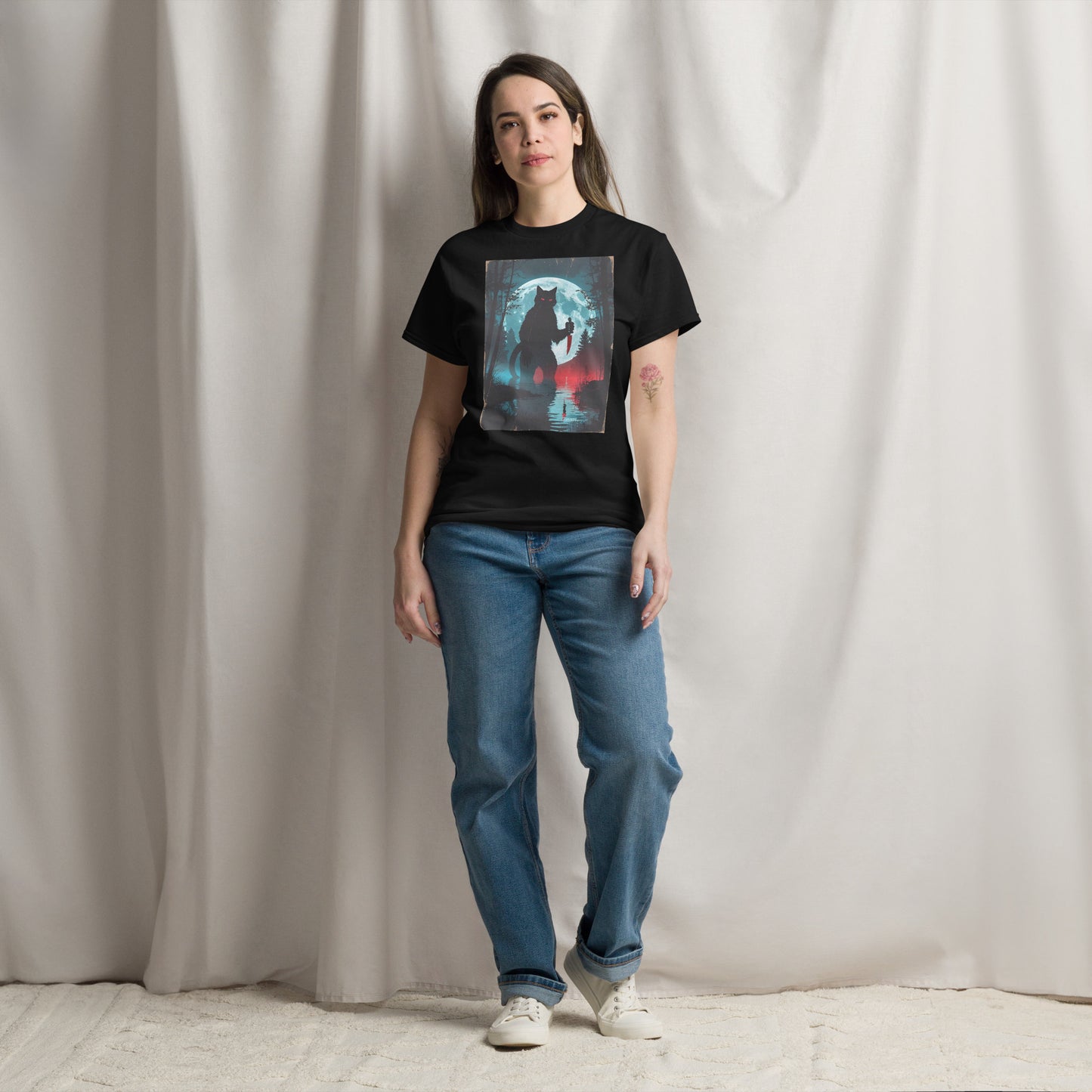 Classic Fit Killer Cat Halloween Tee | Pet Treasures Studio