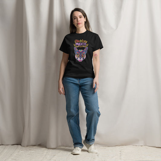 Classic Fit Dia de los Muertos Cat Halloween Tee | Pet Treasures Studio