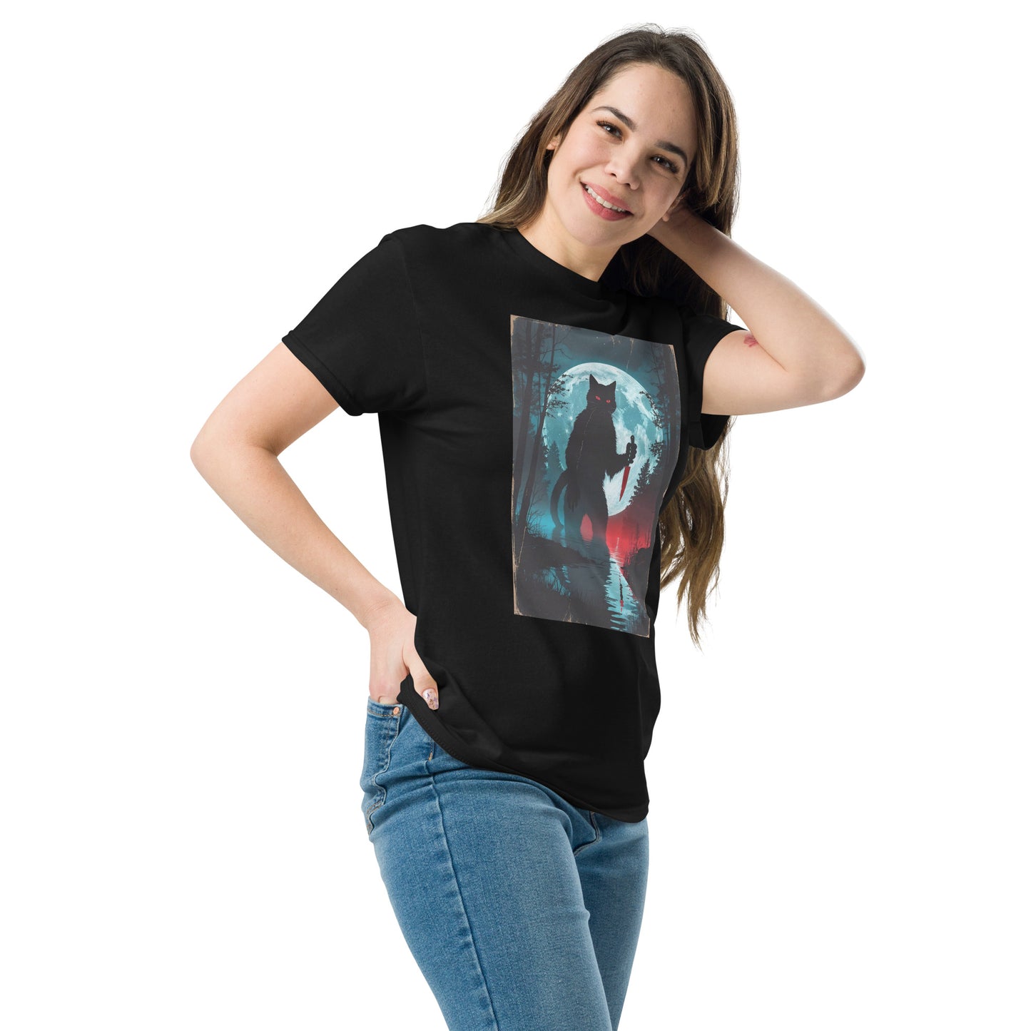 Classic Fit Killer Cat Halloween Tee | Pet Treasures Studio