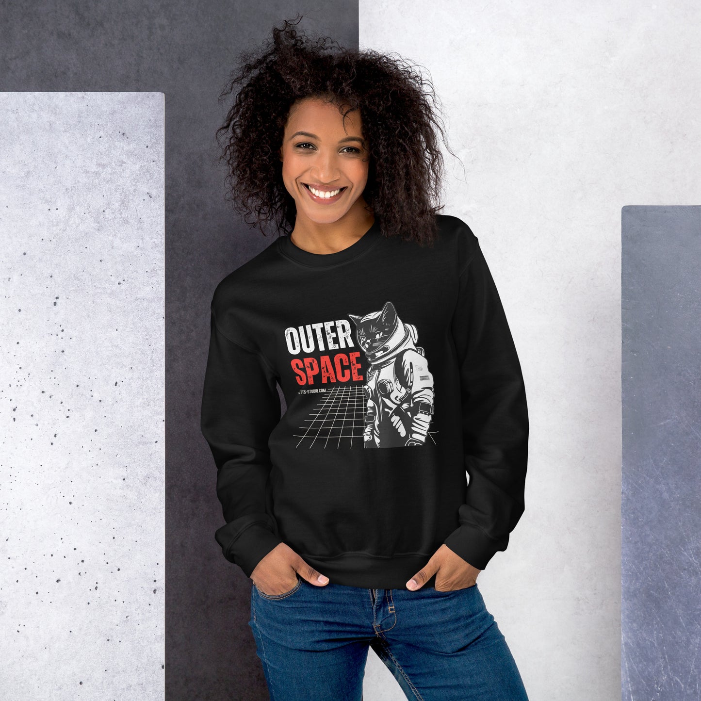 Classic Fit Space Cat Unisex Sweatshirt | Pet Treasures Studio