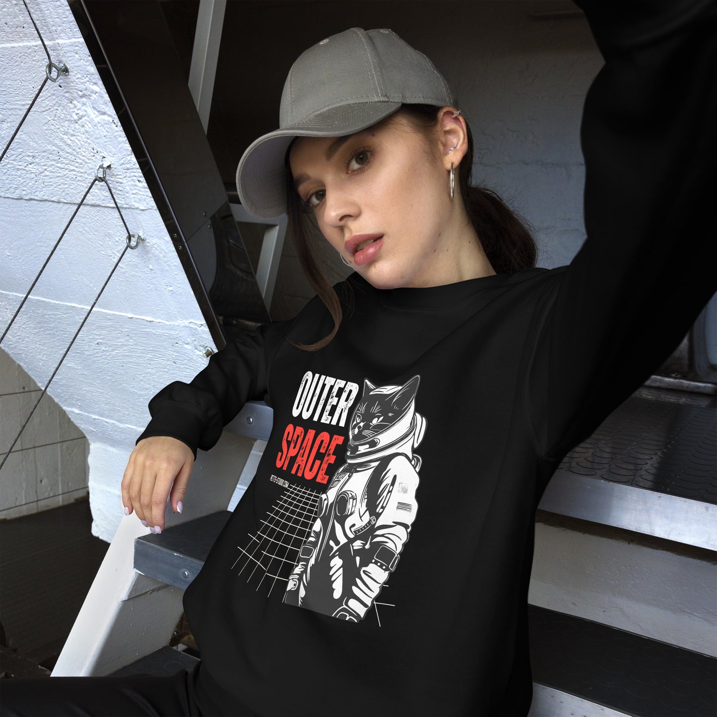 Classic Fit Space Cat Unisex Sweatshirt | Pet Treasures Studio