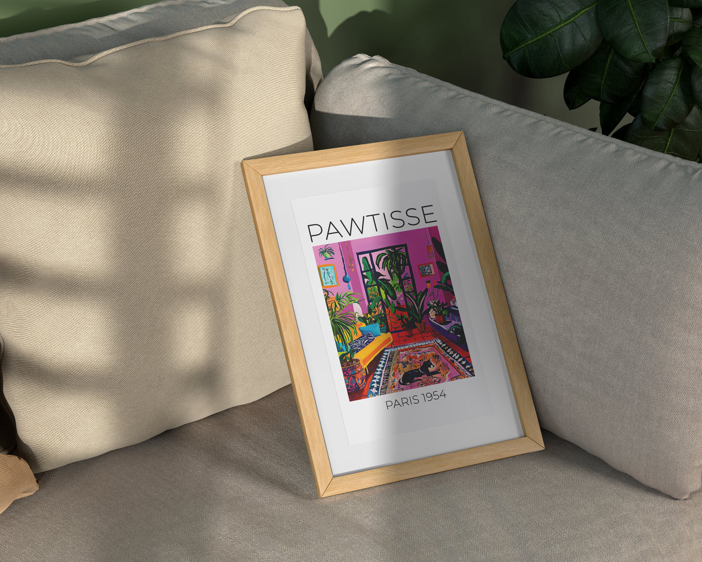 Colorful Art Print – Vibrant Dog Wall Art, Boho Interior Decor, Matisse-Inspired Aesthetic, Bright Room Poster