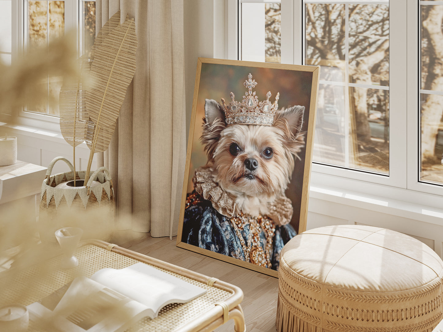 Royal Yorkie Portrait - Yorkshire Terrier Noble Wall Art, Regal Pet Poster, Baroque Dog Decor