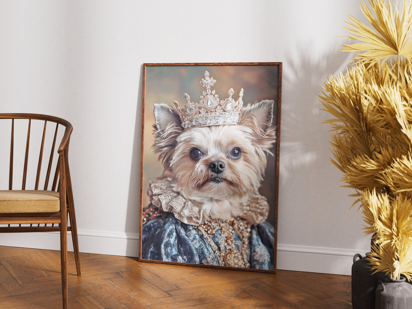 Royal Yorkie Portrait - Yorkshire Terrier Noble Wall Art, Regal Pet Poster, Baroque Dog Decor