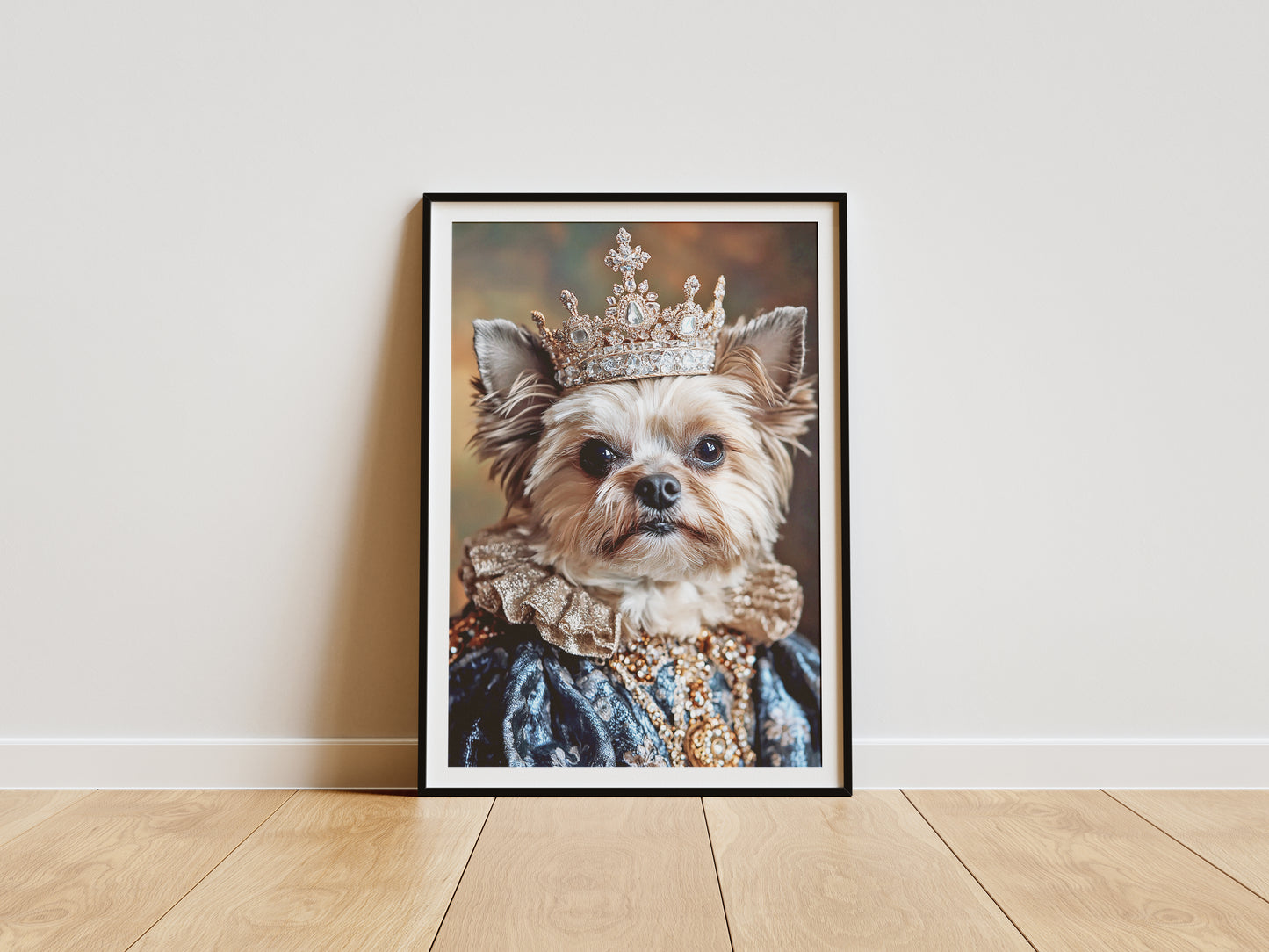 Royal Yorkie Portrait - Yorkshire Terrier Noble Wall Art, Regal Pet Poster, Baroque Dog Decor