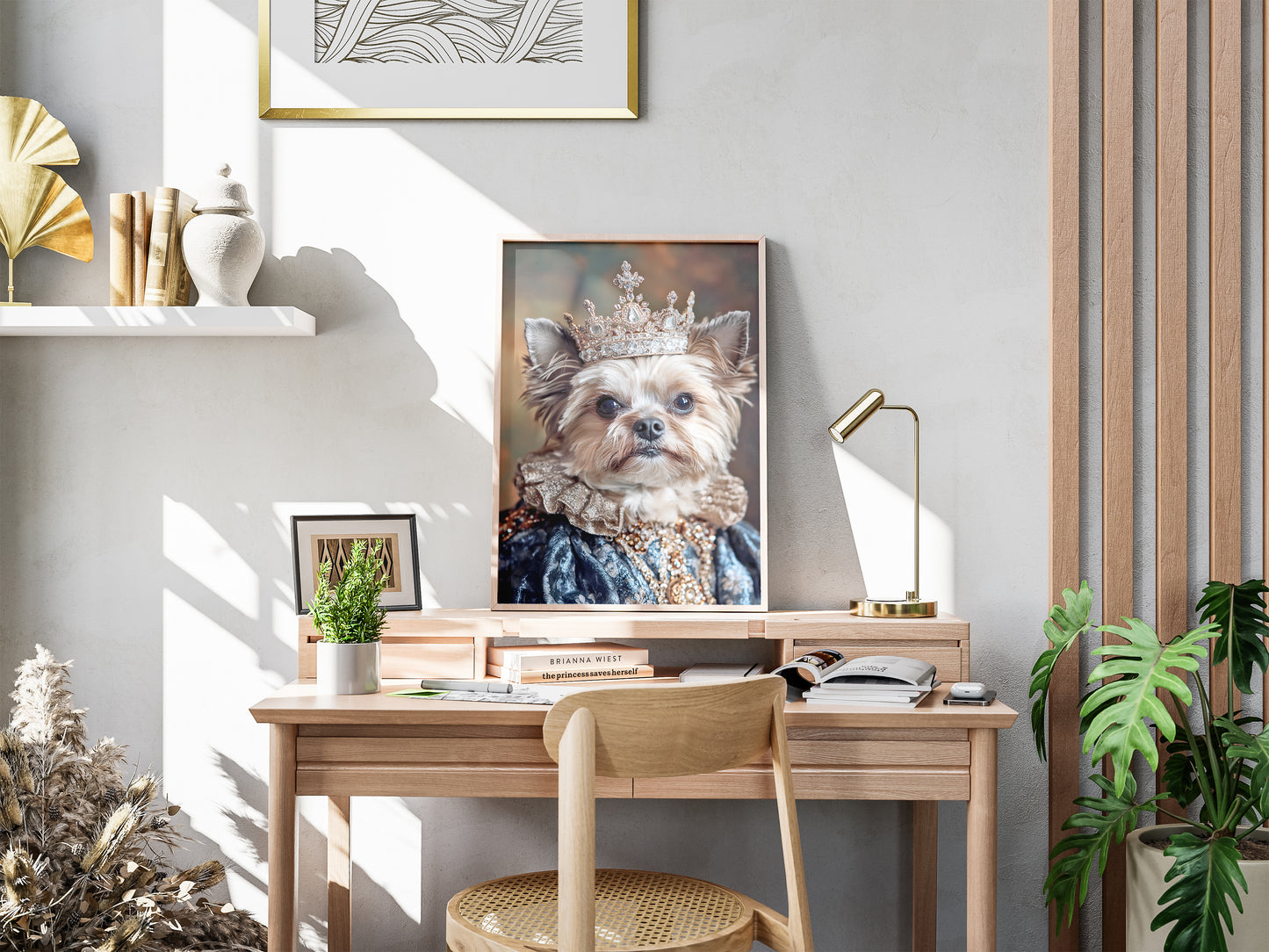 Royal Yorkie Portrait - Yorkshire Terrier Noble Wall Art, Regal Pet Poster, Baroque Dog Decor