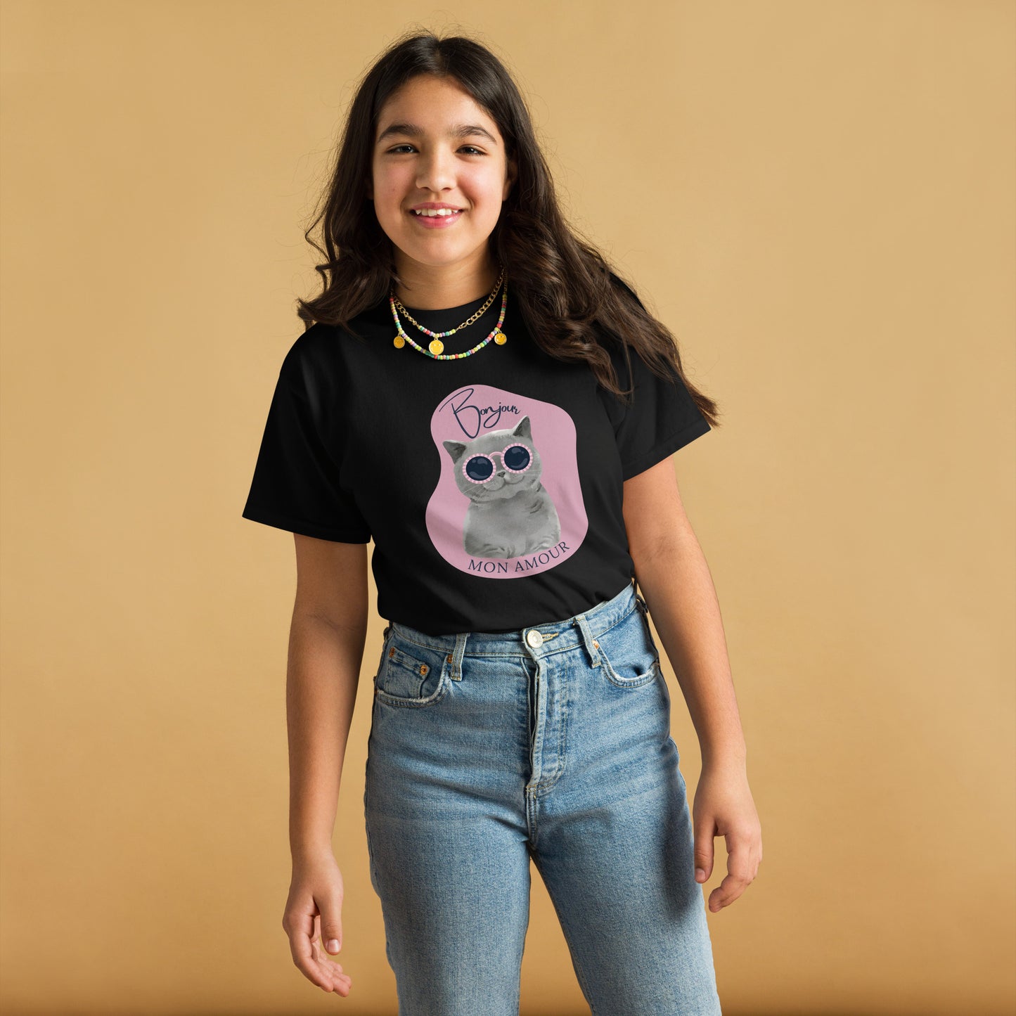 Classic Fit Bonjour Mon Amour Shirt for Kids | Pet Treasures Studio