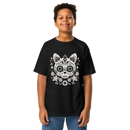 Classic Fit Skeleton Cat Halloween Shirt for Kids | Pet Treasures Studio