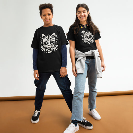 Classic Fit Skeleton Cat Halloween Shirt for Kids | Pet Treasures Studio