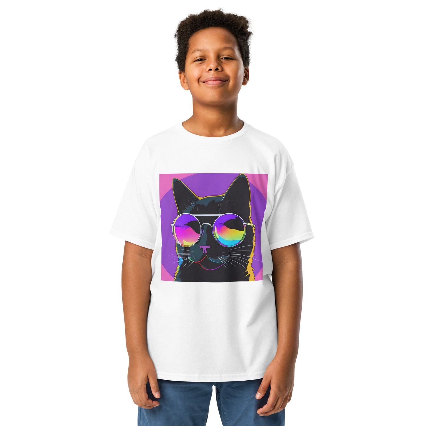 Classic Fit Kids Shirt Cat in Sunglasses  | Pet Treasures Studio